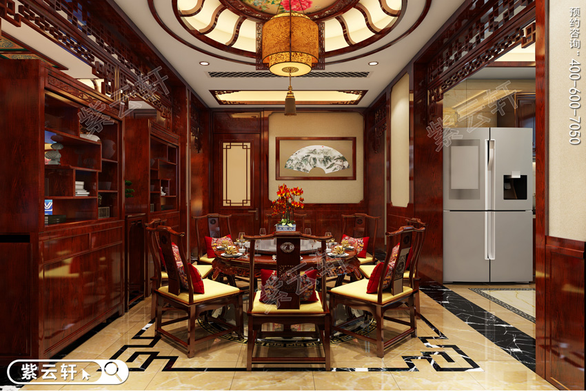 中式<a href=http://www.hctz360.com.cn/canting/ target=_blank class=infotextkey>餐廳裝修效果圖</a>