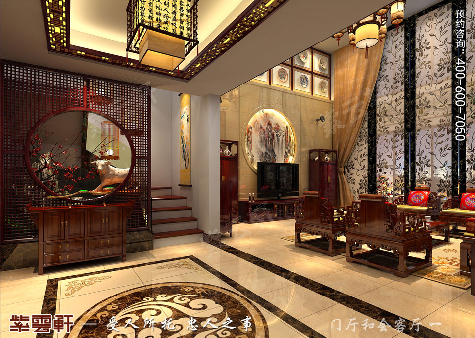 復式樓客廳<a href=http://www.hctz360.com.cn/xinzhongshi/ target=_blank class=infotextkey>新中式風格</a>裝修圖片
